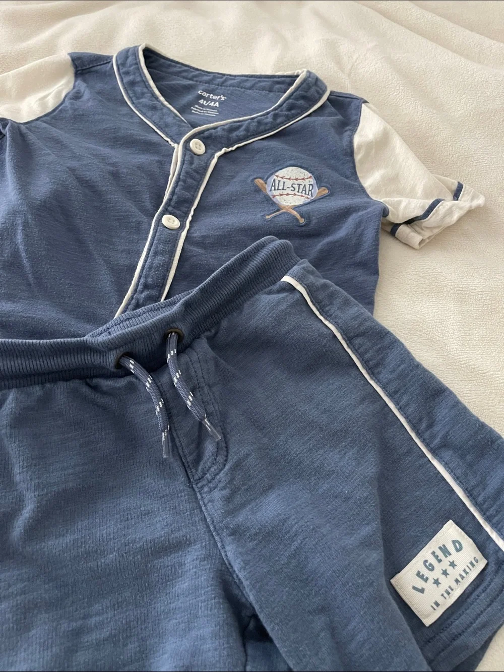 Carter's Navy & Brown Kids Matching Baseball Tee and Shorts Set